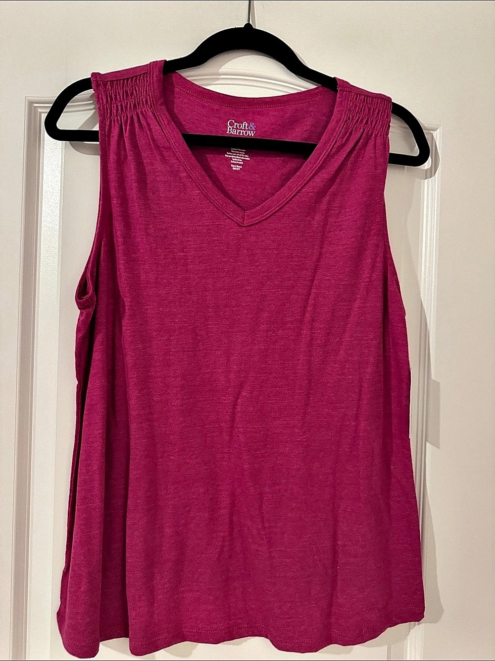 Croft & Barrow Pleated Shoulder Tank Top Pink Medium